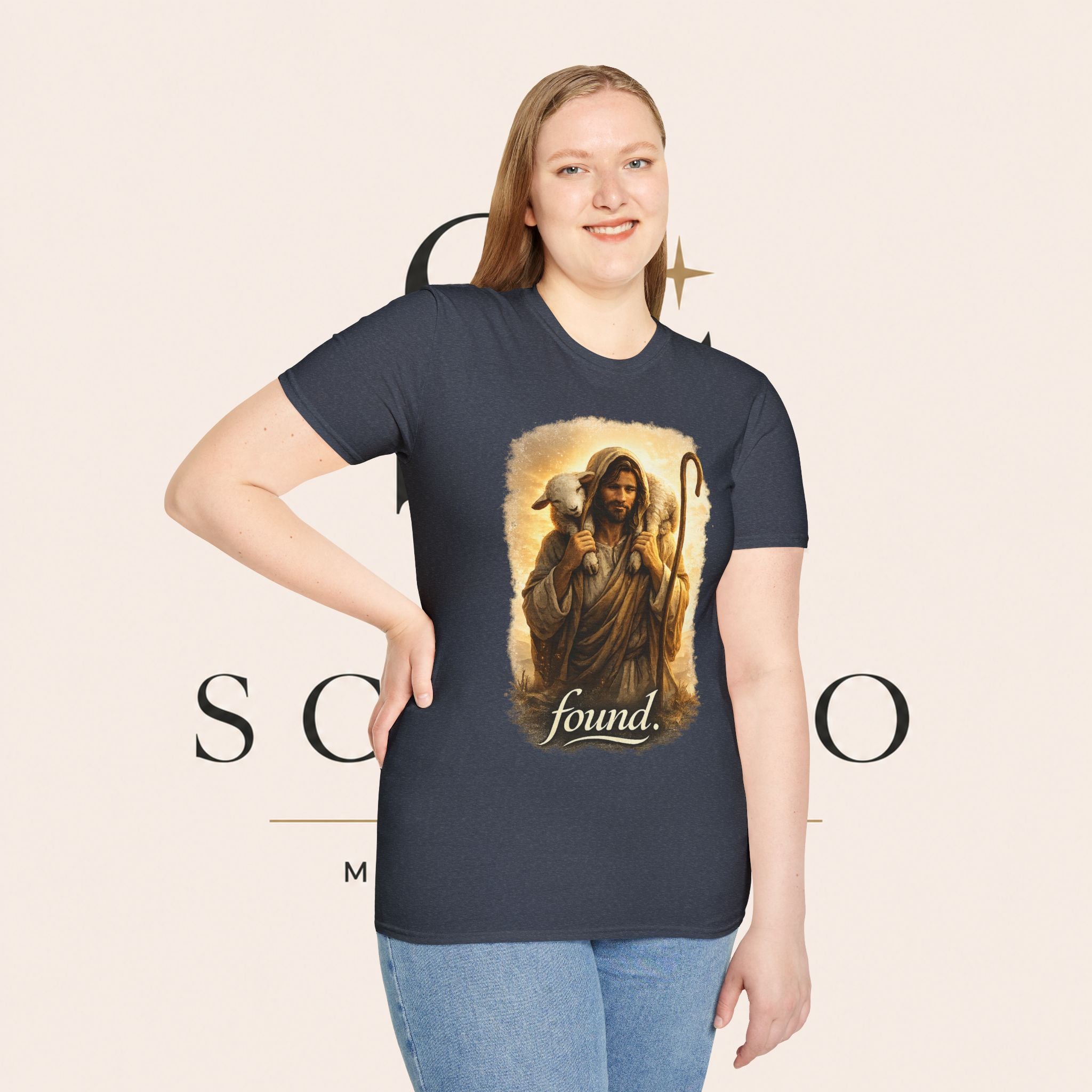Jesus the Good Shepherd T-Shirt — 'Found.' Christian Faith Tee