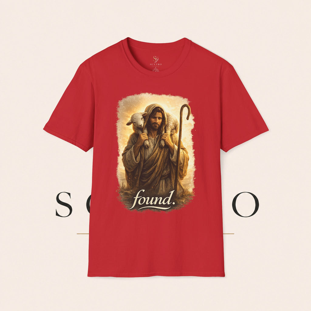 Jesus the Good Shepherd T-Shirt — 'Found.' Christian Faith Tee