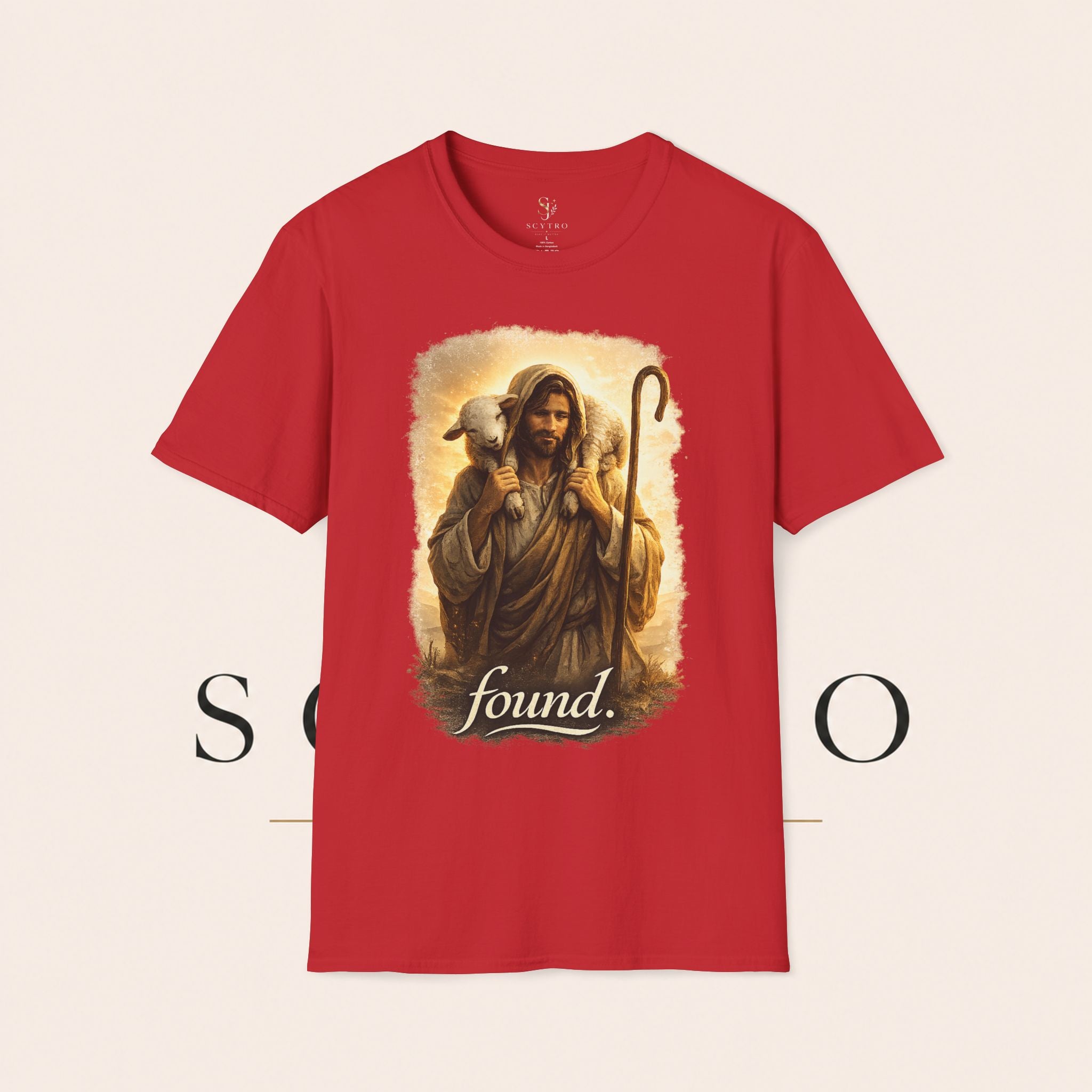 Jesus the Good Shepherd T-Shirt — 'Found.' Christian Faith Tee