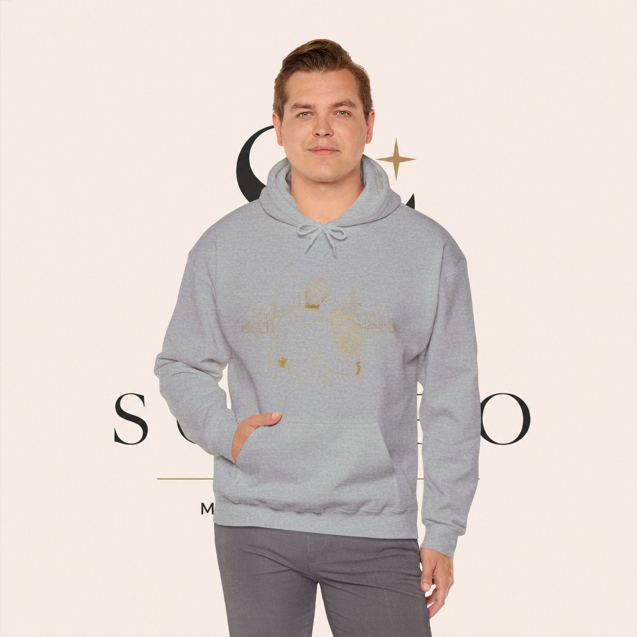Couple Silhouette Hoodie – Romantic Cityscape 'Together' Pullover