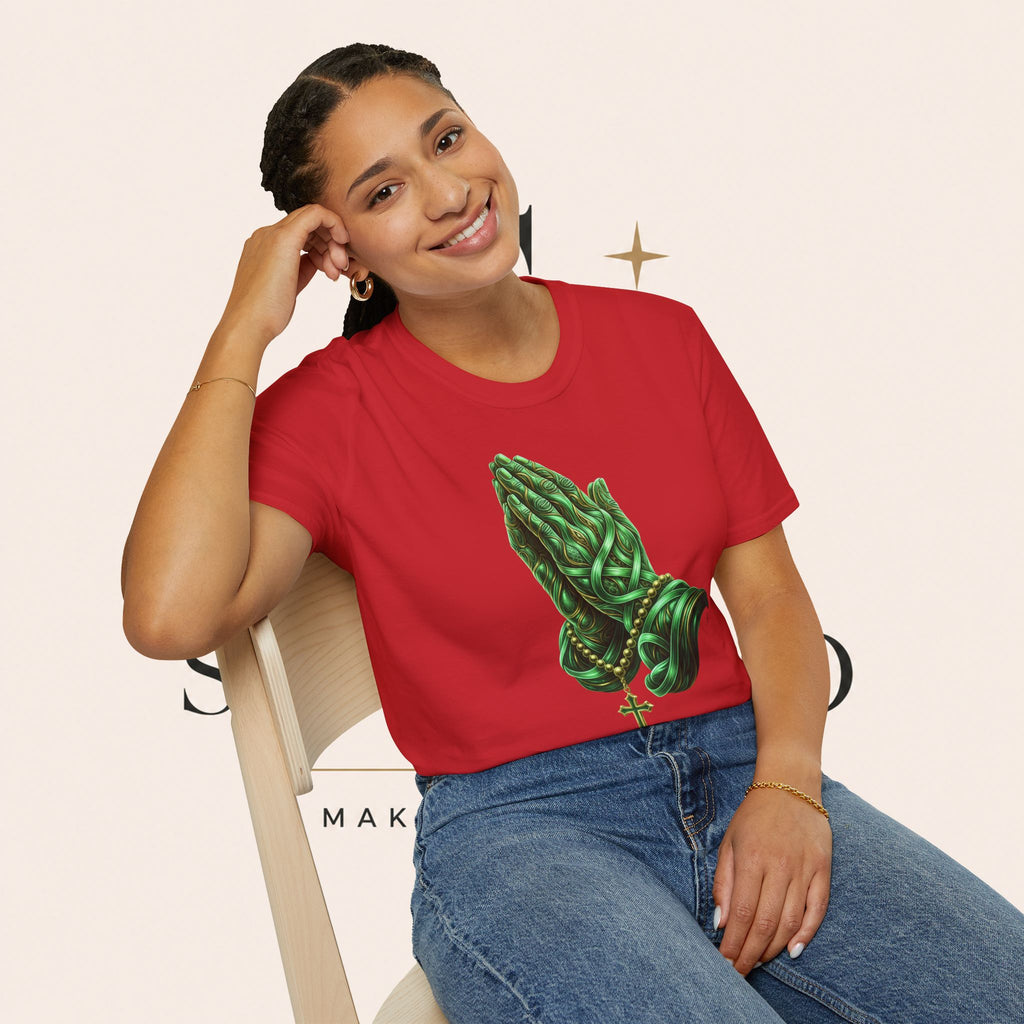 Praying Hands T‑Shirt — Green Vines Prayer Hands Graphic Tee