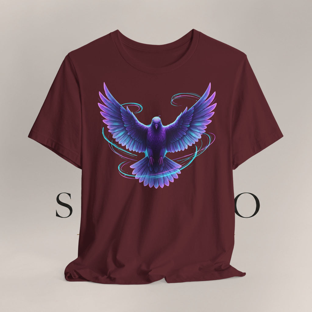 Mystic Raven Tee — Purple Glowing Dove Graphic T-Shirt