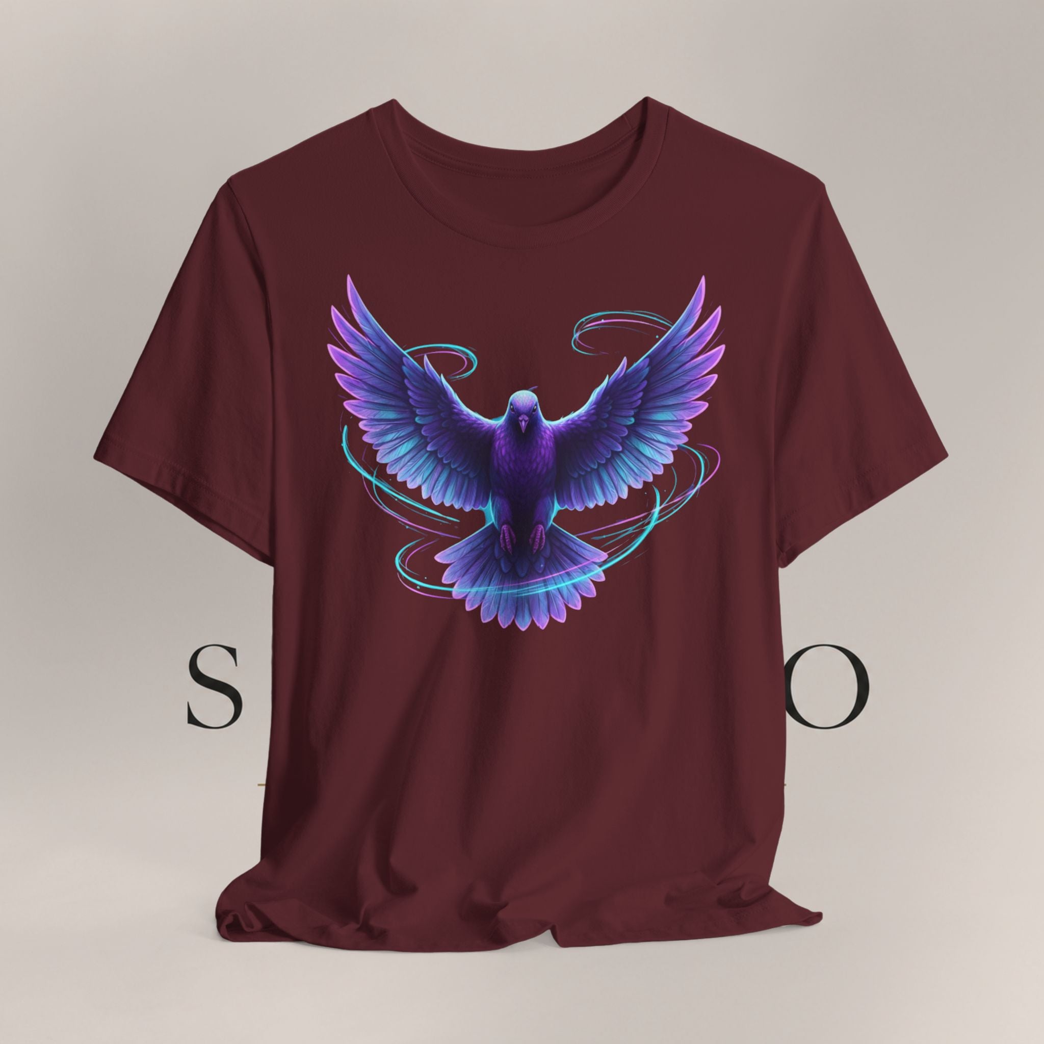 Mystic Raven Tee — Purple Glowing Dove Graphic T-Shirt