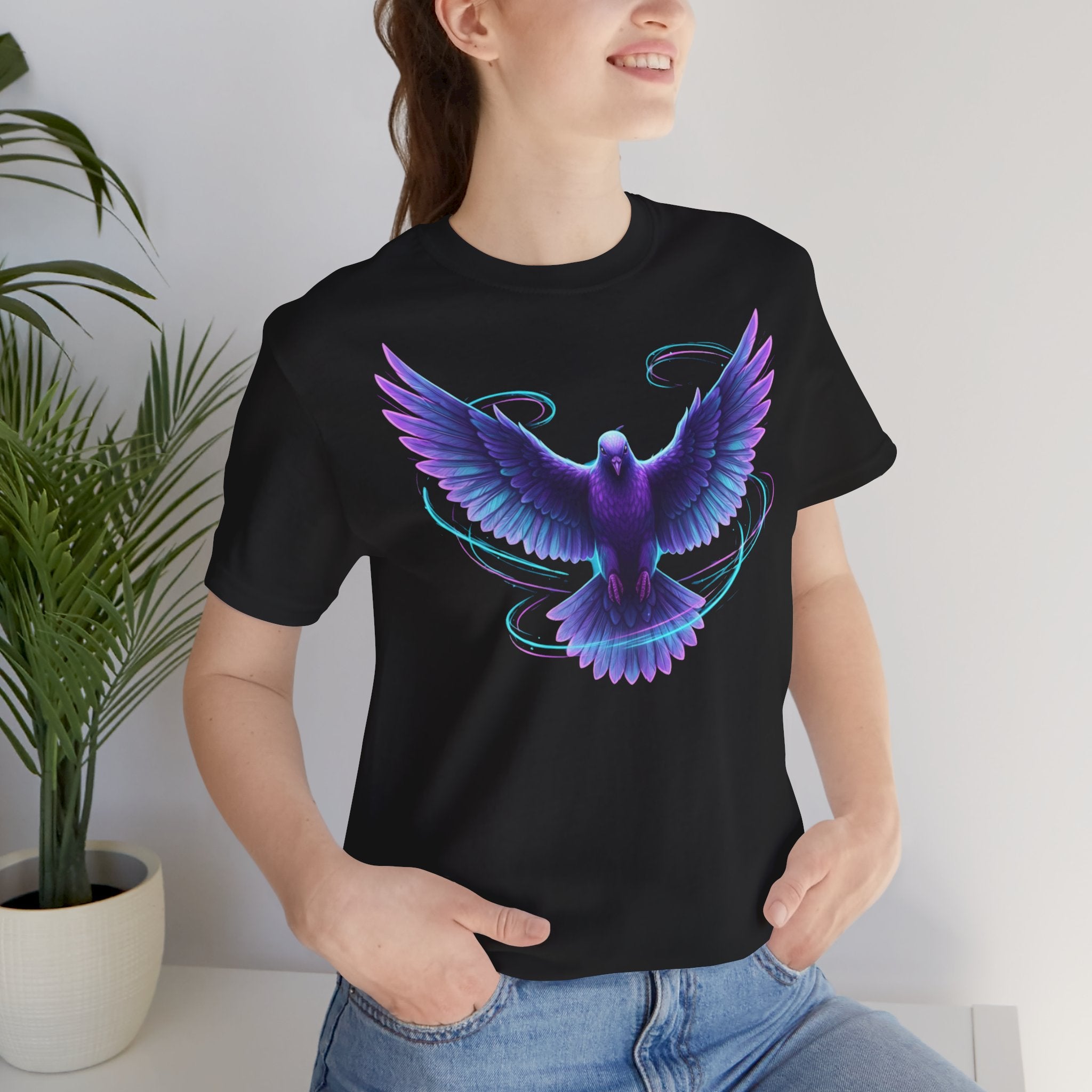 Mystic Raven Tee — Purple Glowing Dove Graphic T-Shirt