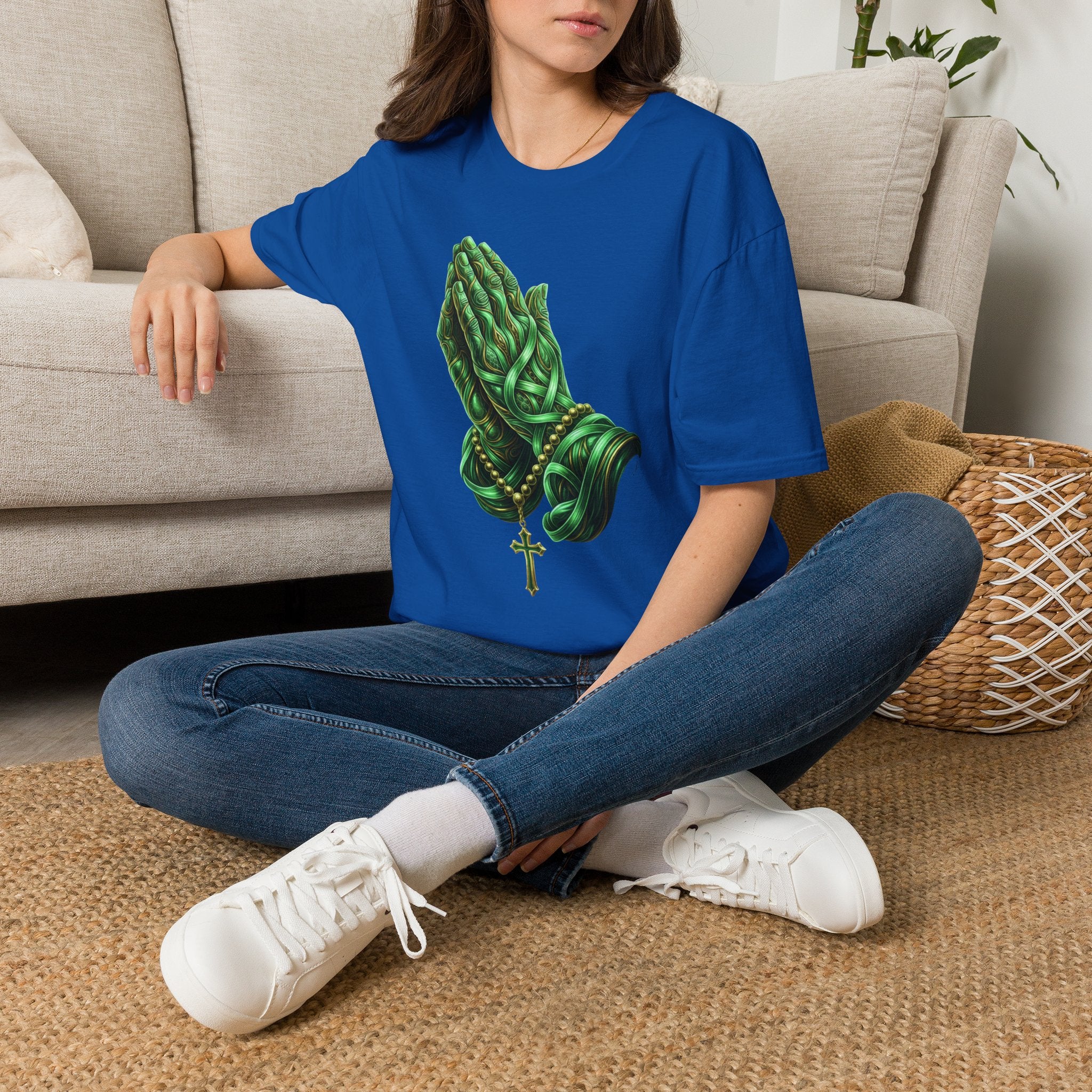 Praying Hands T‑Shirt — Green Vines Prayer Hands Graphic Tee