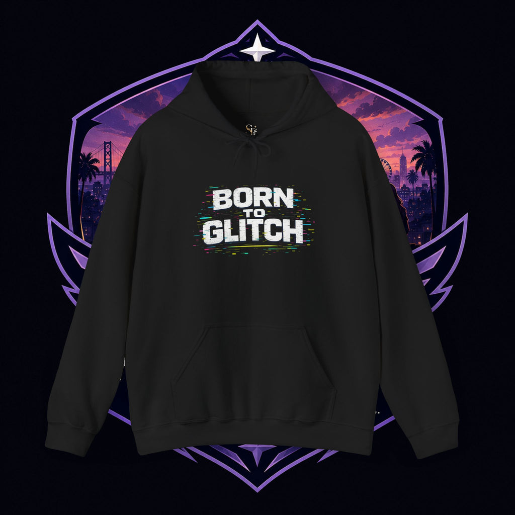 Born Glitch Hoodie — Retro Cyberpunk Vaporwave Graphic Sweatshirt