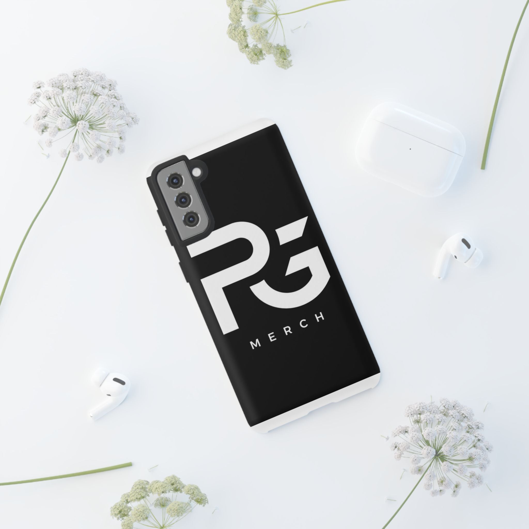 PG CUSTOMIZED RG Merch Tough Phone Case – Black Protective Phone Cover with Bold Logo