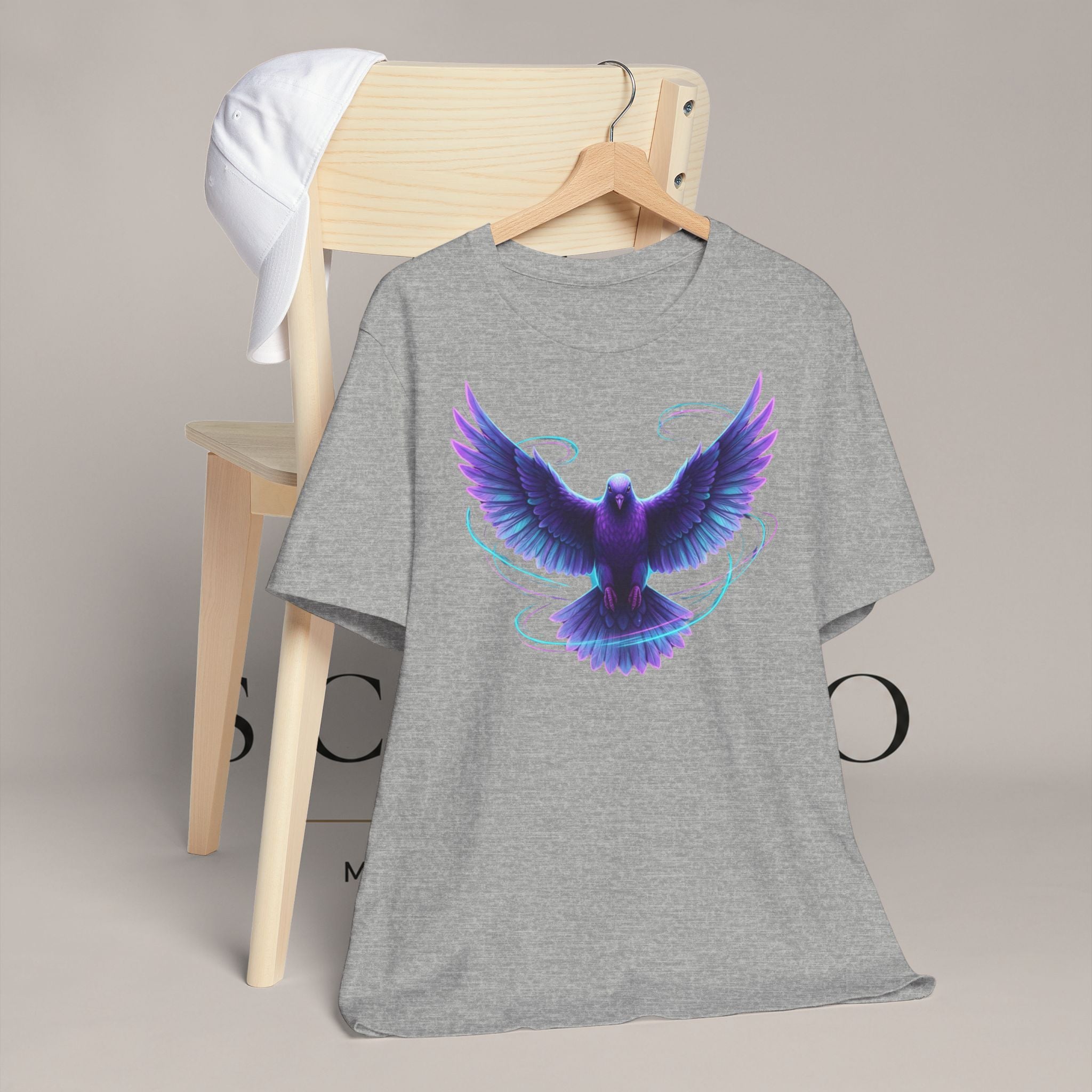 Mystic Raven Tee — Purple Glowing Dove Graphic T-Shirt