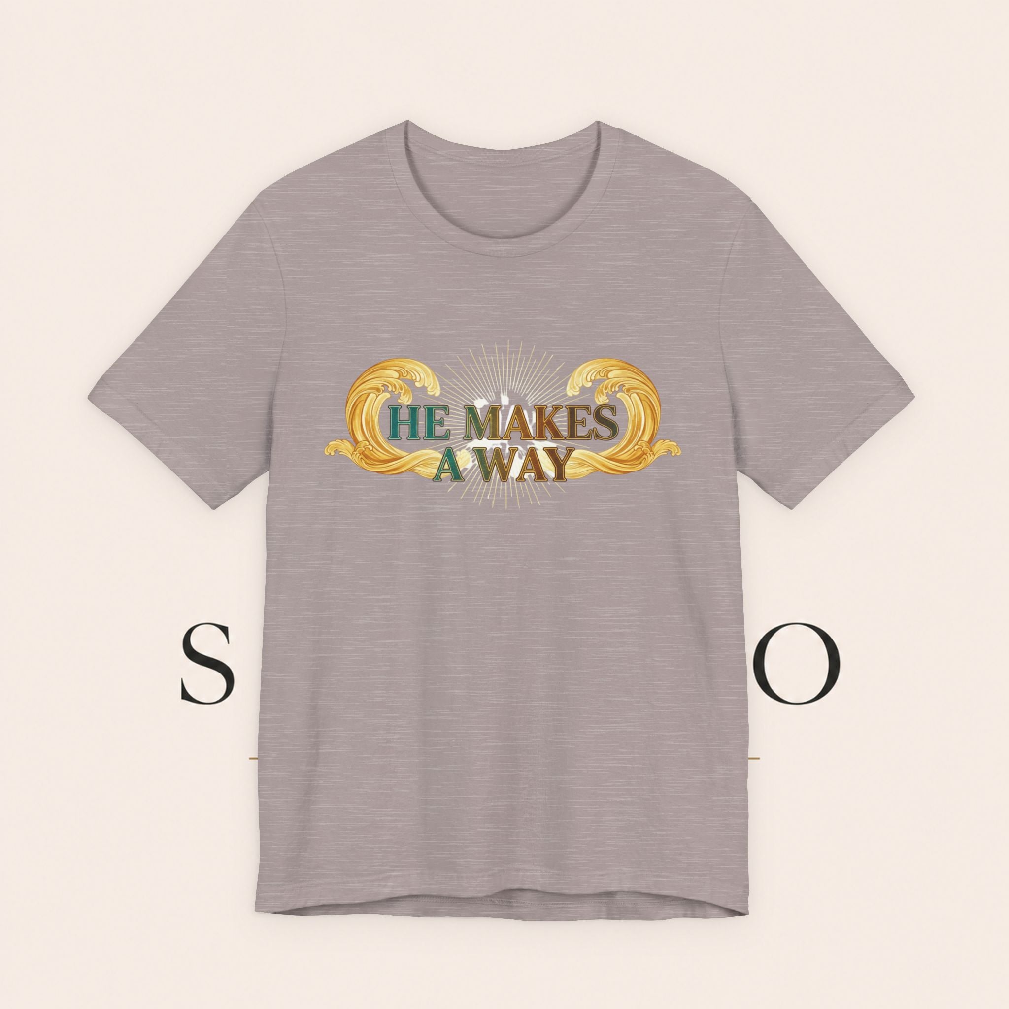 He Makes A Way T-Shirt — Faith Christian Tee with Parting Seas Back Graphic