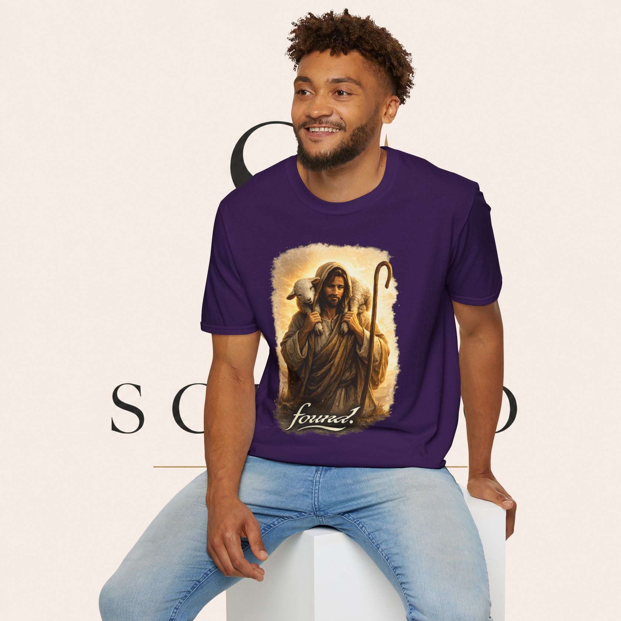 Jesus the Good Shepherd T-Shirt — 'Found.' Christian Faith Tee