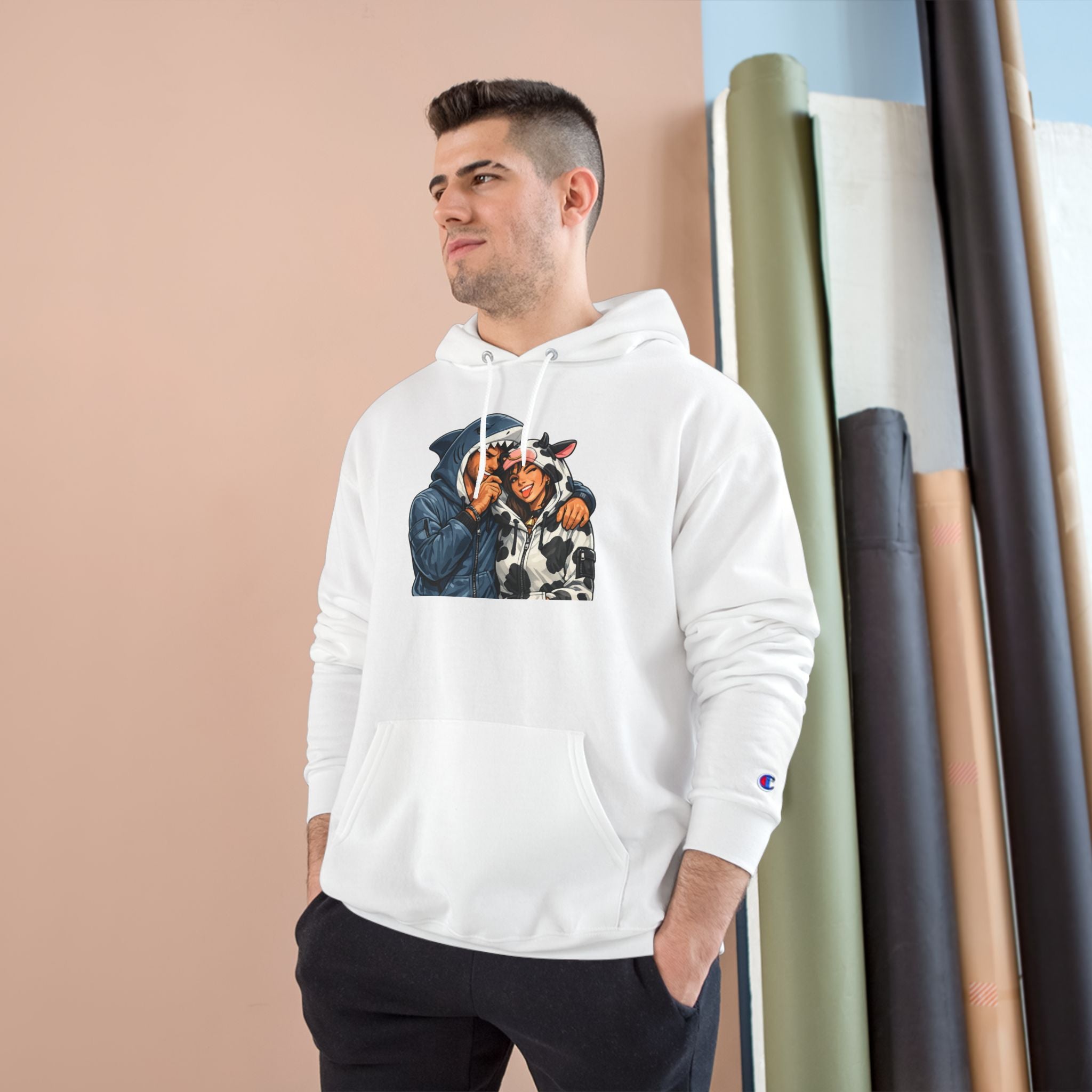SC Vintage-Inspired Champion Hoodie — Cozy Retro Couple Graphic