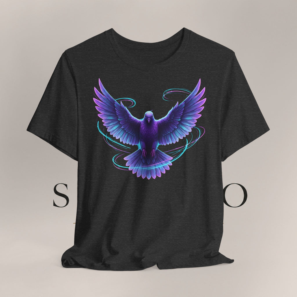 Mystic Raven Tee — Purple Glowing Dove Graphic T-Shirt