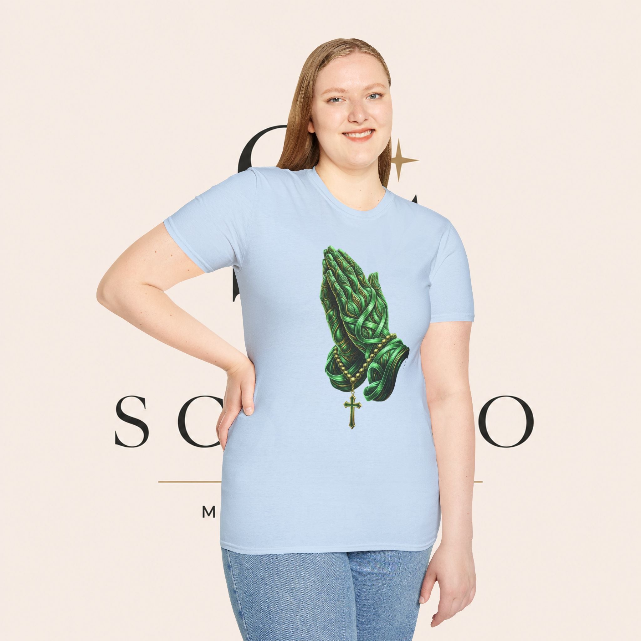 Praying Hands T‑Shirt — Green Vines Prayer Hands Graphic Tee