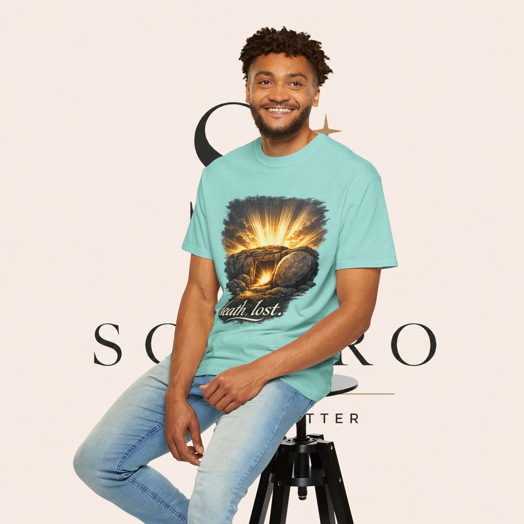 T-Shirt — Sunrise Tomb Graphic ‘death, lost.’ Memorial Tee