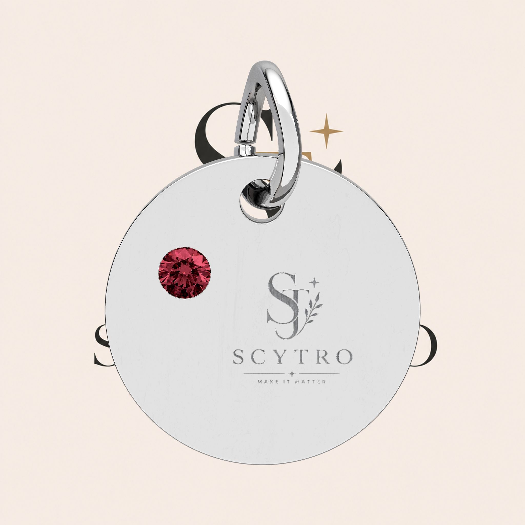 Engravable Birthstone Circle Charm
