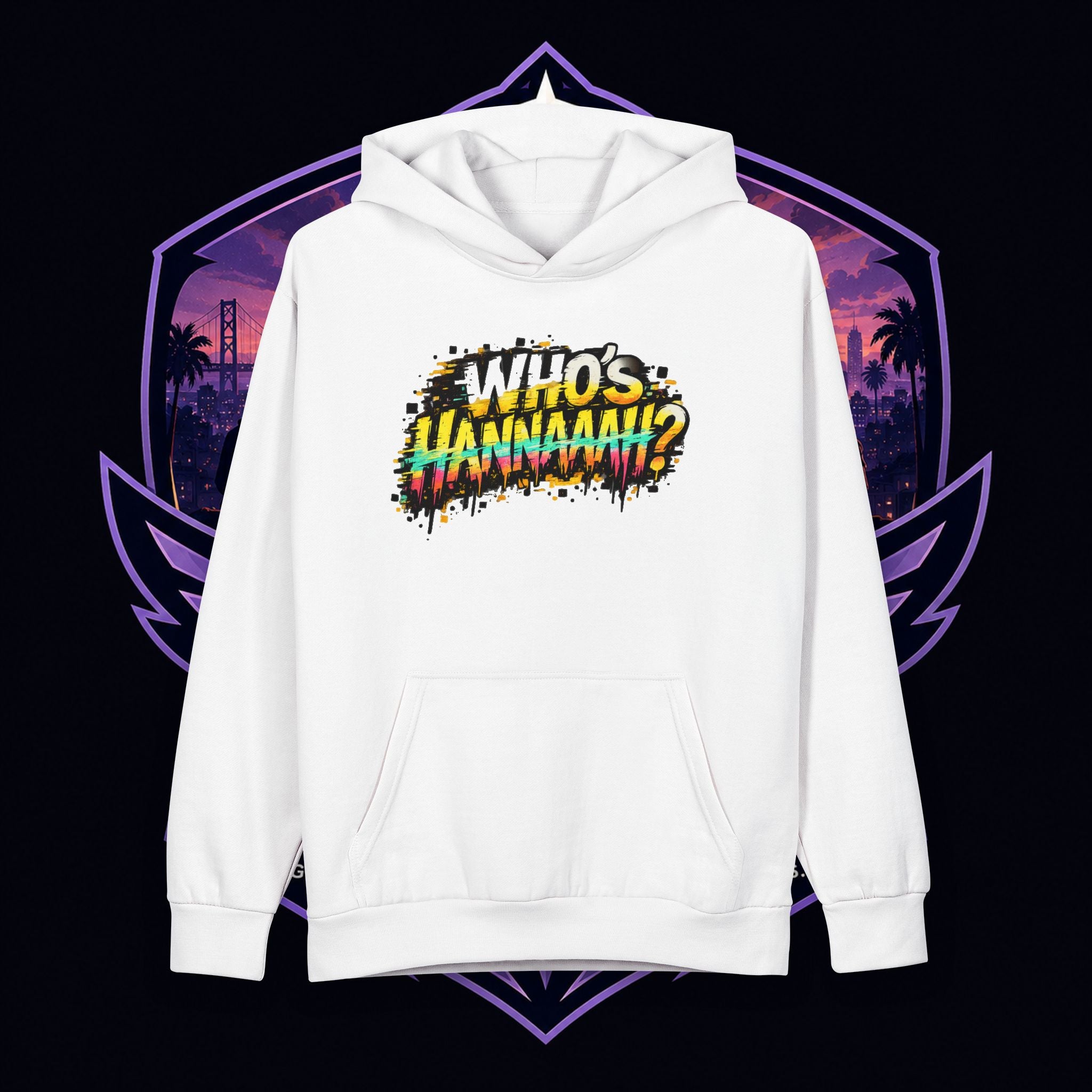 PG CHRIZZY "Who's Hannaaah?" Graphic Hoodie — Retro Vaporwave Streetwear Pullover