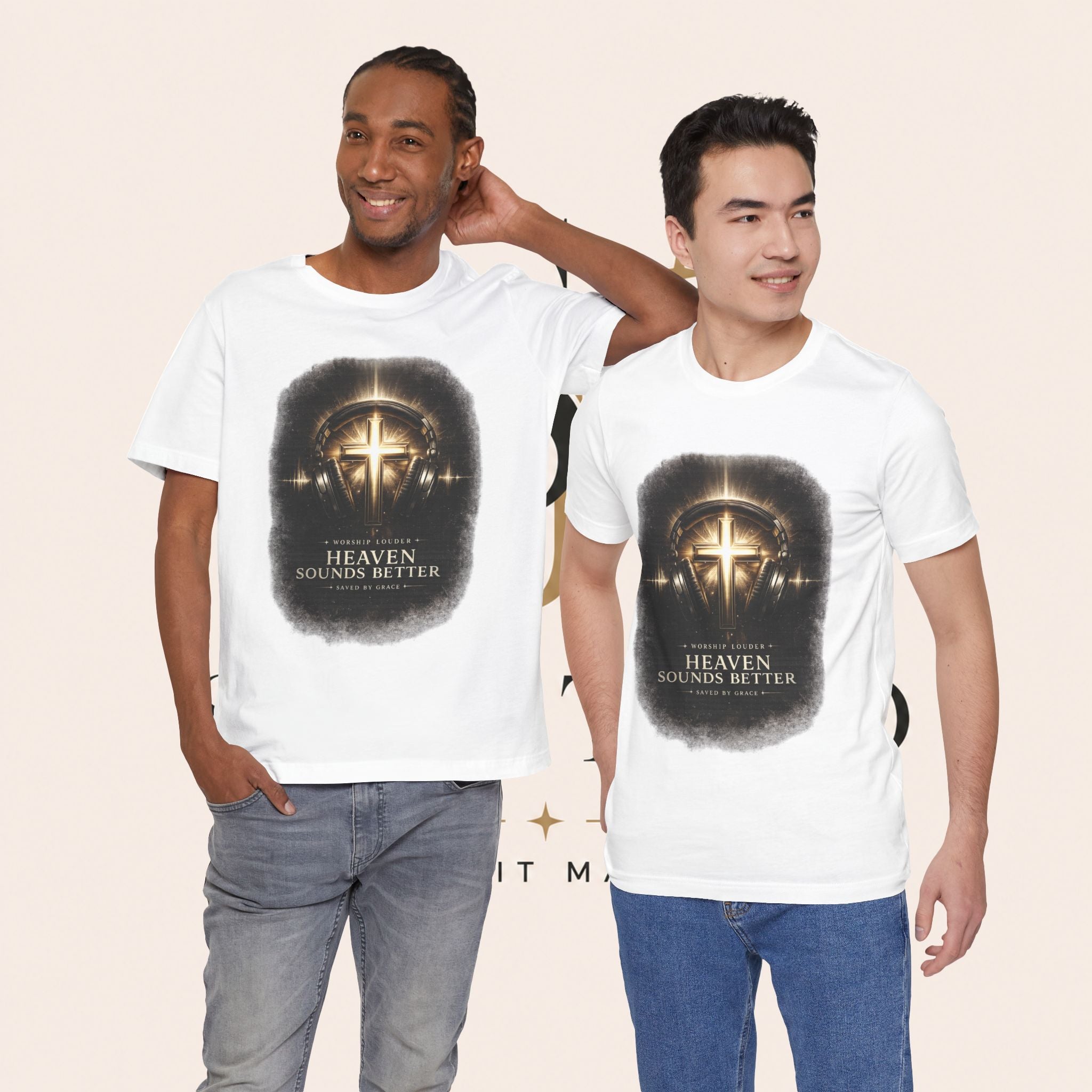 Youth Christian T‑Shirt - "Heaven Sounds Better" Cross Headphones Graphic Tee