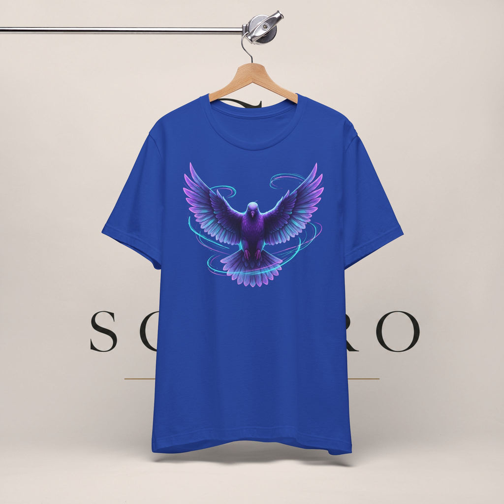 Mystic Raven Tee — Purple Glowing Dove Graphic T-Shirt