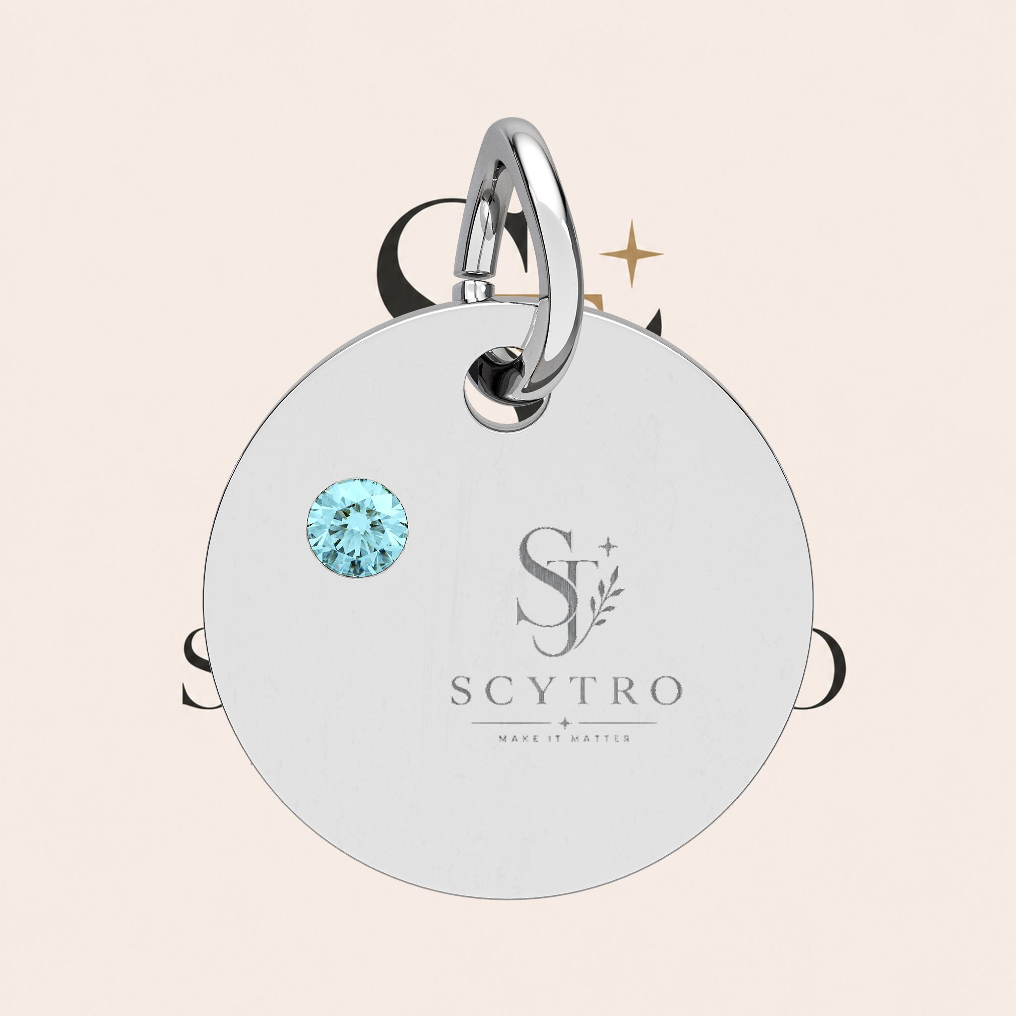 Engravable Birthstone Circle Charm
