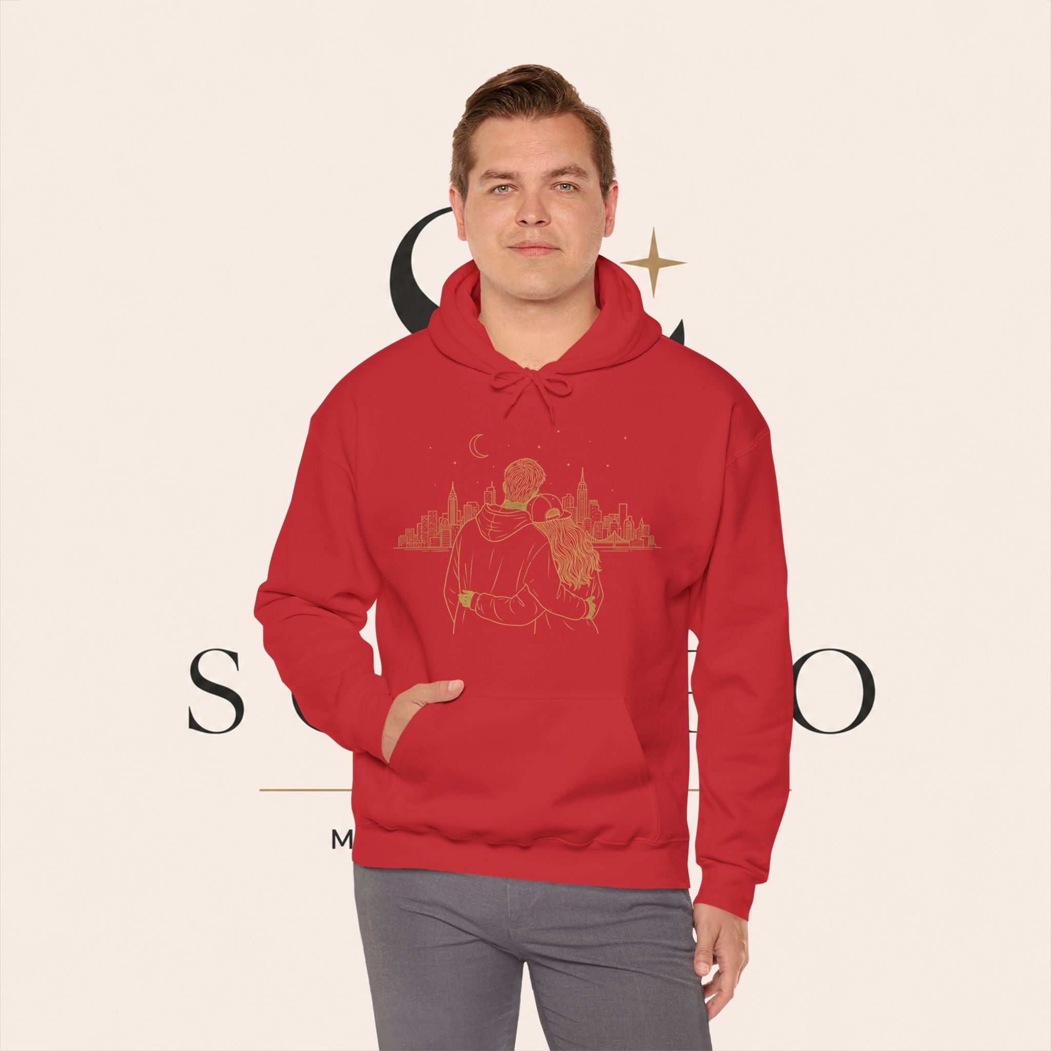 Couple Silhouette Hoodie – Romantic Cityscape 'Together' Pullover