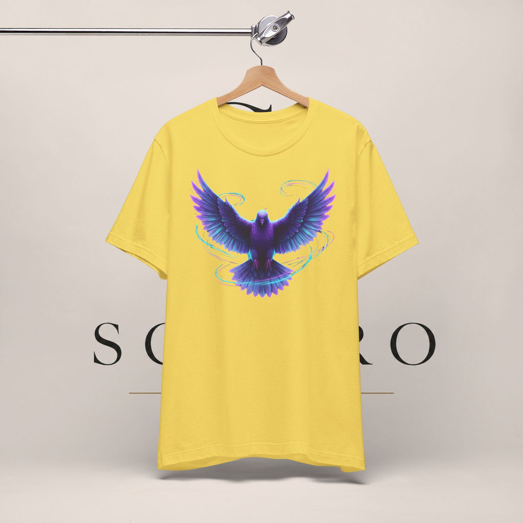 Mystic Raven Tee — Purple Glowing Dove Graphic T-Shirt