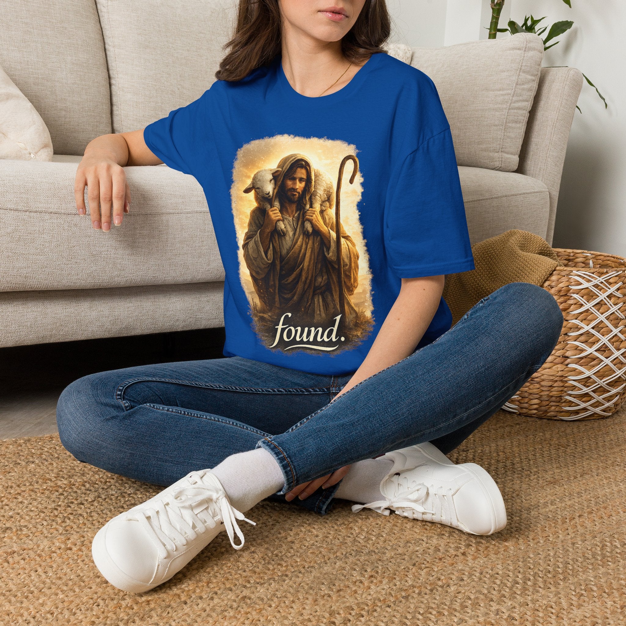 Jesus the Good Shepherd T-Shirt — 'Found.' Christian Faith Tee