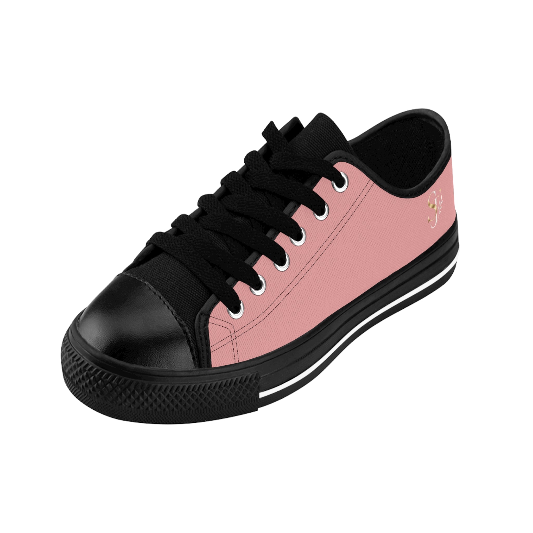 Pink & Black Women's Canvas Sneakers — Casual Low-Top Shoes for Everyday Wear