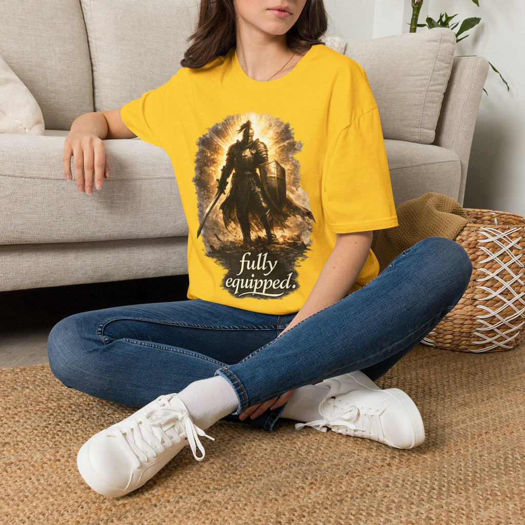Knight Graphic T-Shirt — 'Fully Equipped' Medieval Armor Gamer Tee