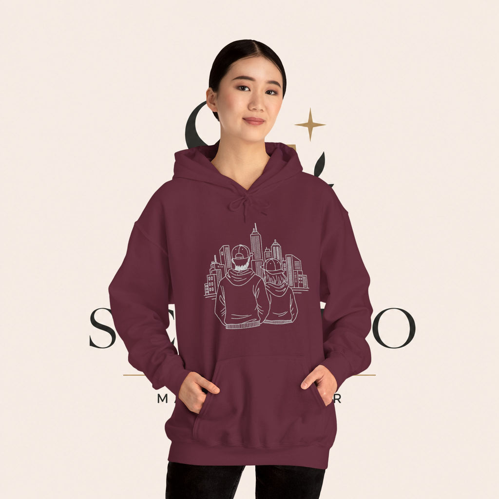 City Couples Hoodie — Matching Skyline Couple Sweatshirt
