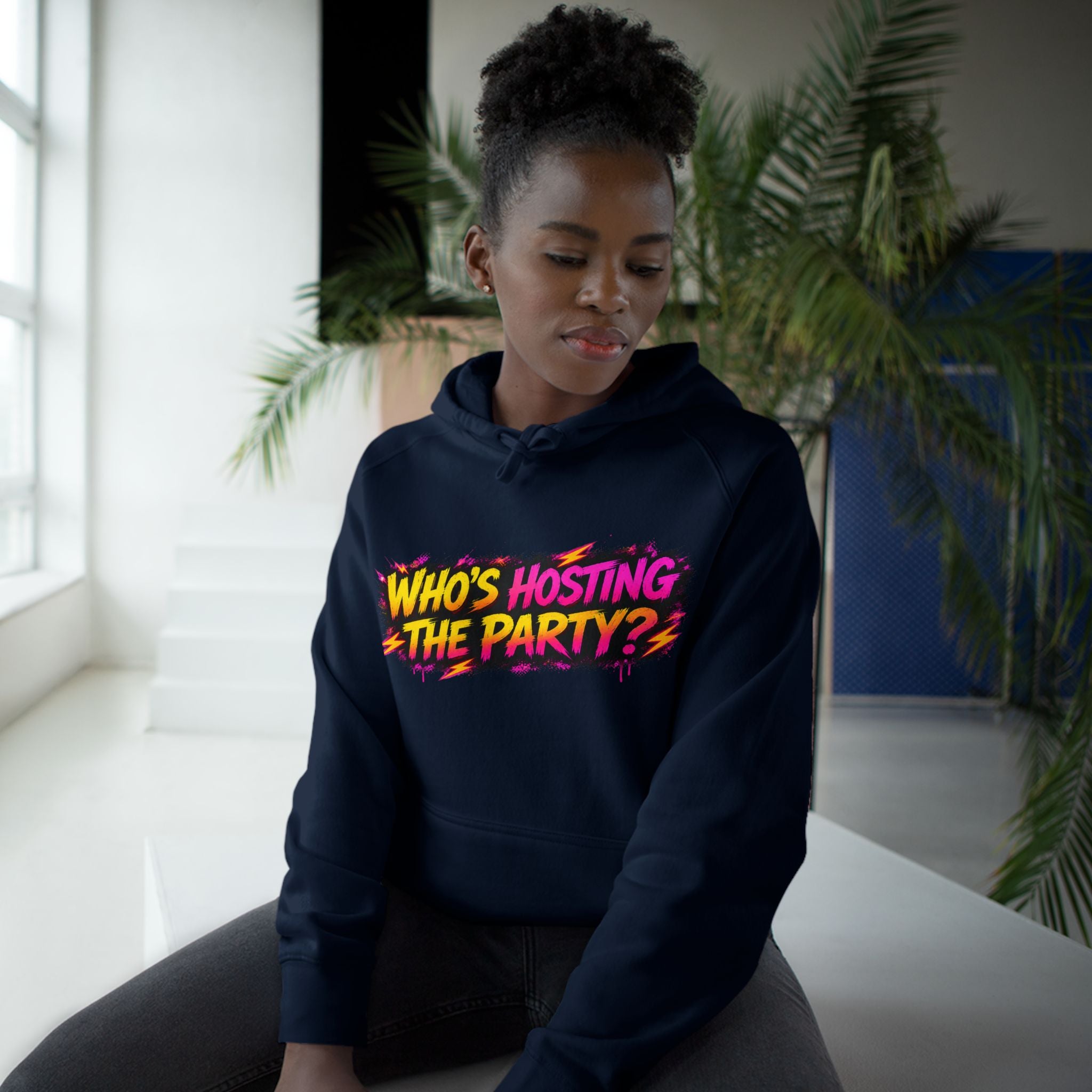PG SUZY Party Graphic Hoodie — "Who's Hosting the Party?" Retro Concert Pullover
