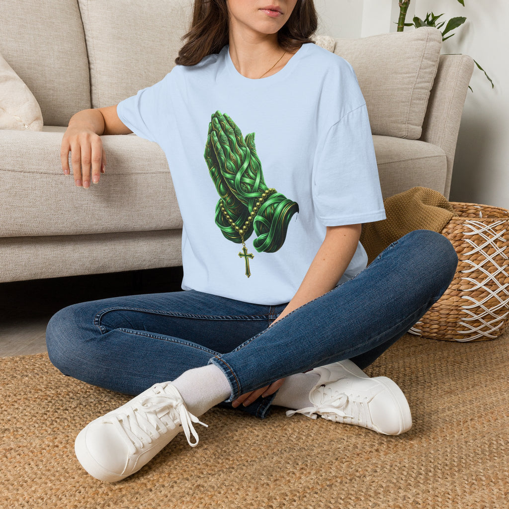 Praying Hands T‑Shirt — Green Vines Prayer Hands Graphic Tee
