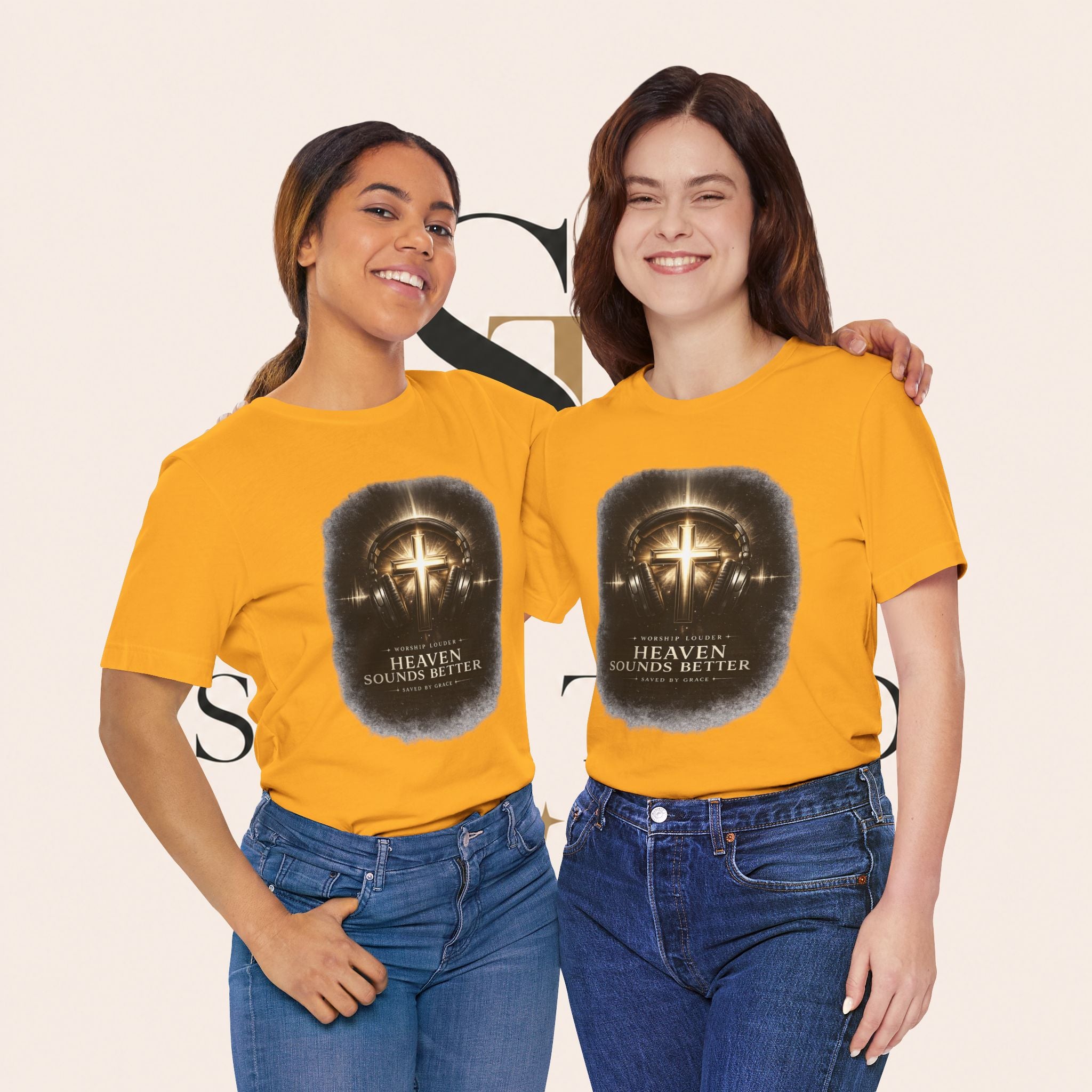 Youth Christian T‑Shirt - "Heaven Sounds Better" Cross Headphones Graphic Tee