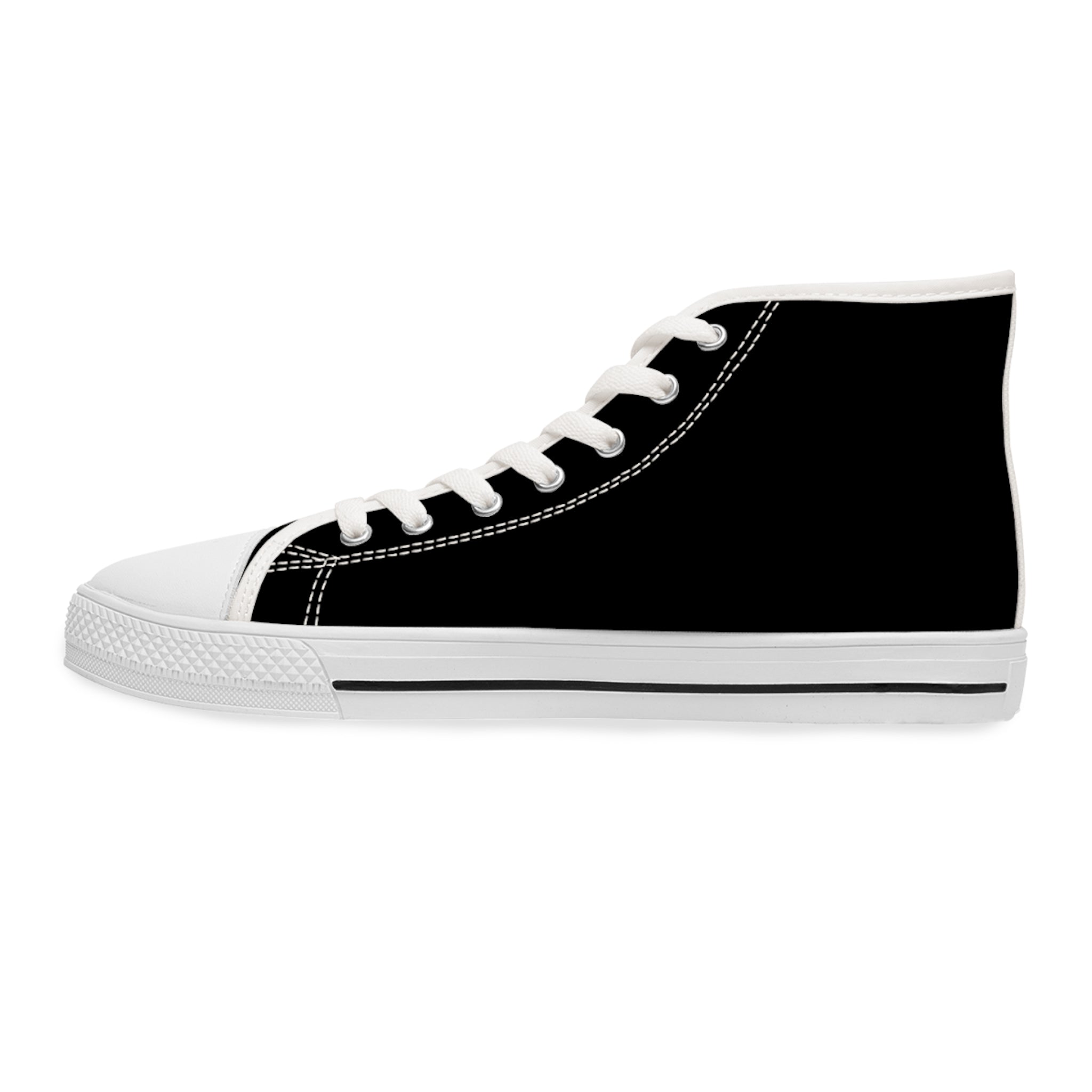 Black High Top Sneakers — Classic Women's Canvas Lace-Up Shoes