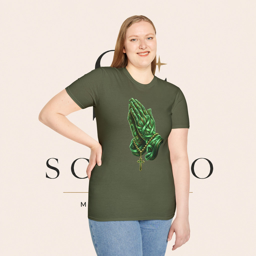 Praying Hands T‑Shirt — Green Vines Prayer Hands Graphic Tee