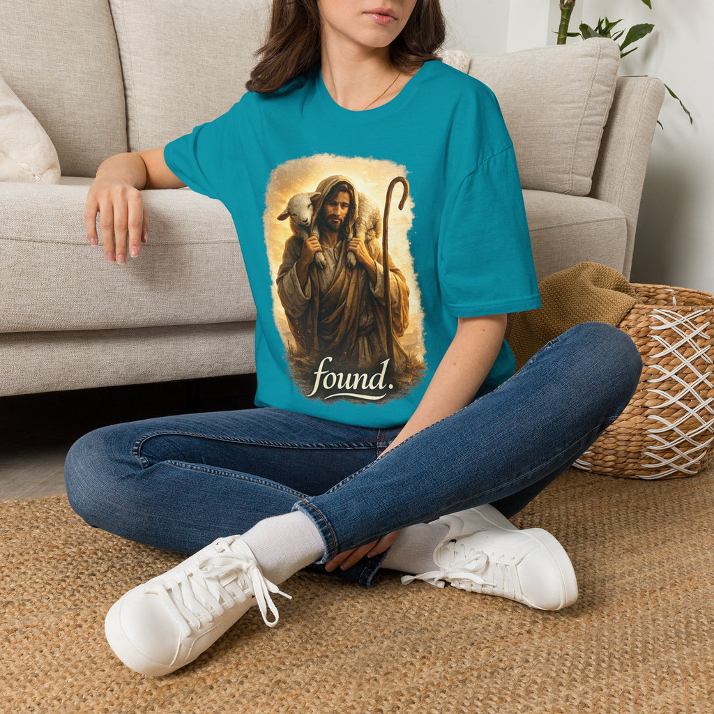 Jesus the Good Shepherd T-Shirt — 'Found.' Christian Faith Tee