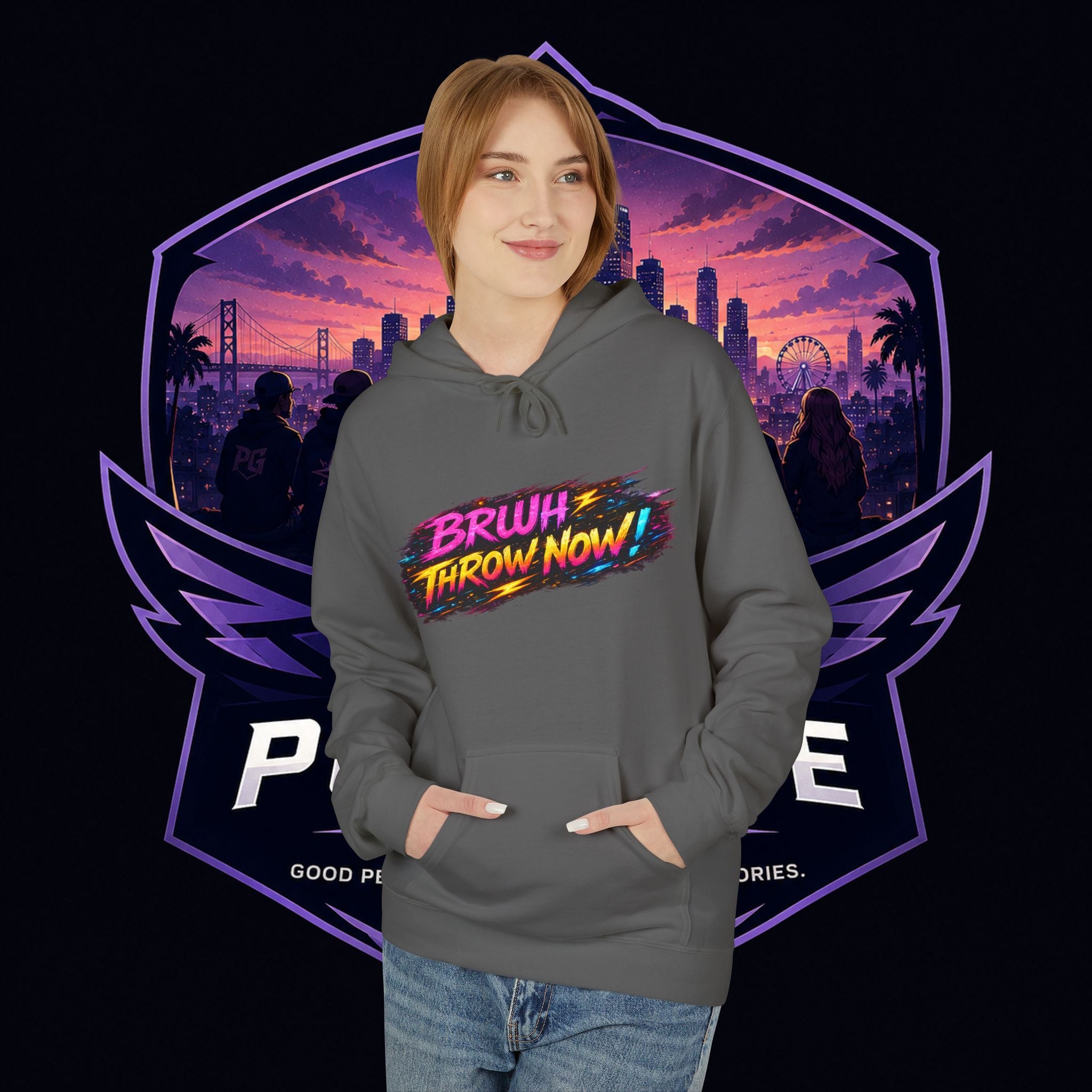 PG CZAR  "Hey Wake Up, It's Your Turn" Back Print PG 'Bruh Throw Now!' Graphic Hoodie