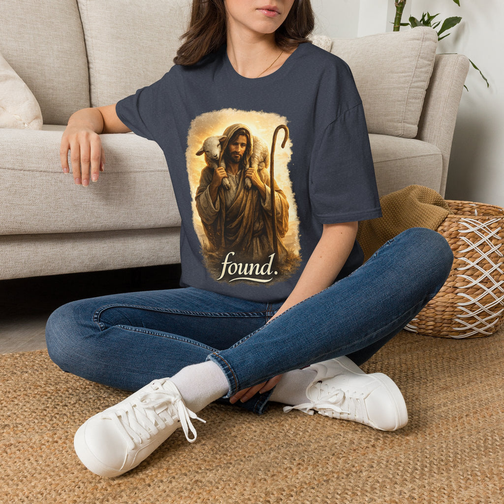 Jesus the Good Shepherd T-Shirt — 'Found.' Christian Faith Tee