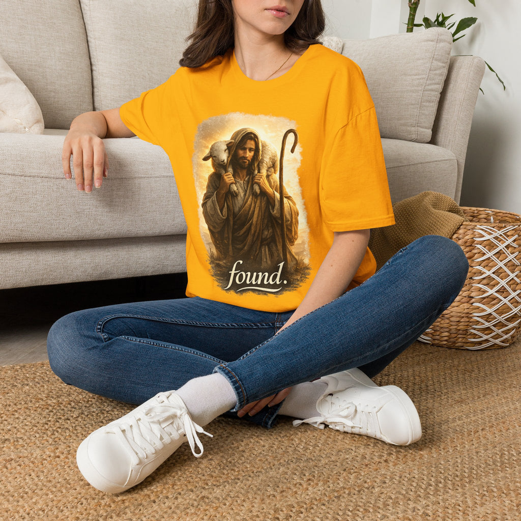 Jesus the Good Shepherd T-Shirt — 'Found.' Christian Faith Tee