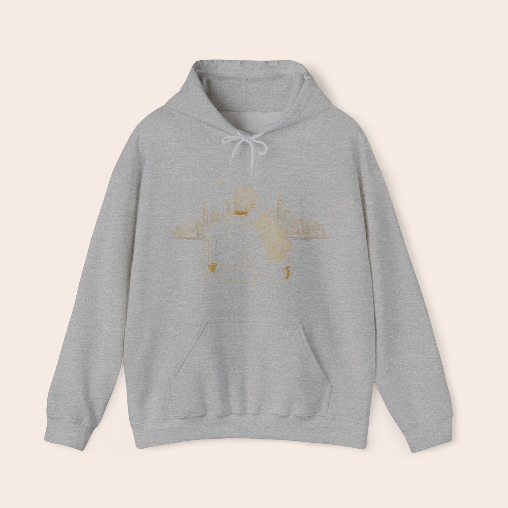 Couple Silhouette Hoodie – Romantic Cityscape 'Together' Pullover