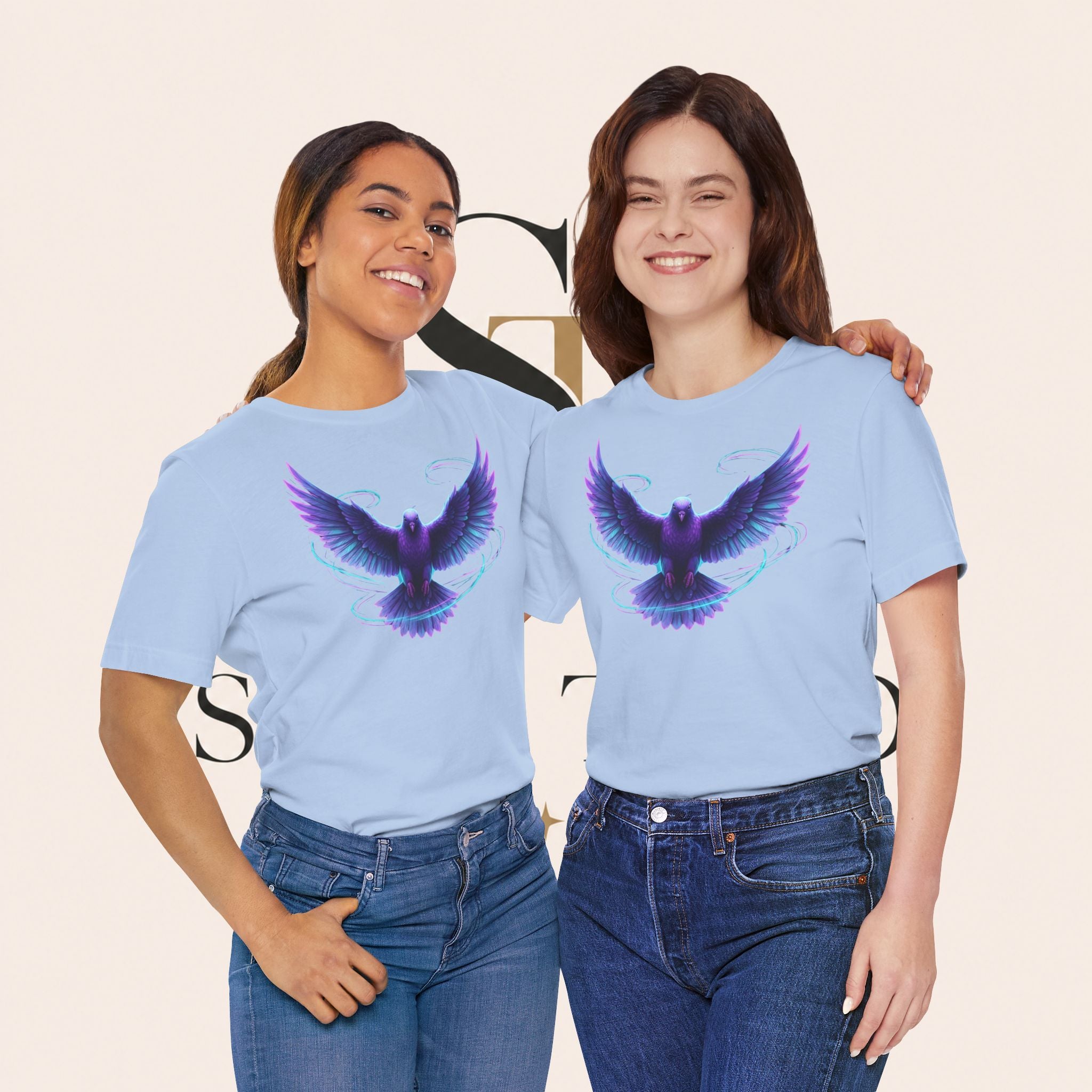 Mystic Raven Tee — Purple Glowing Dove Graphic T-Shirt