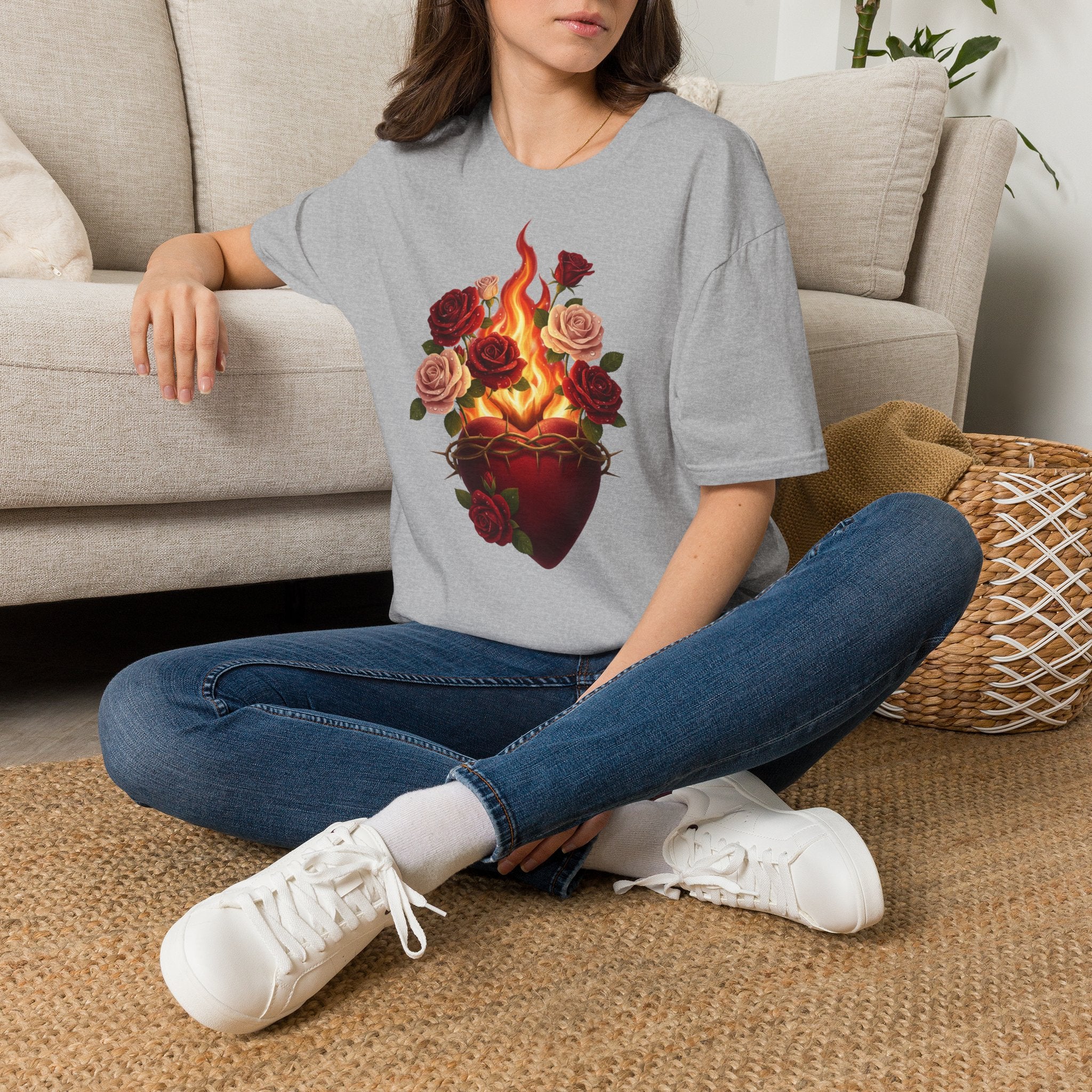 Flaming Heart & Roses T-Shirt