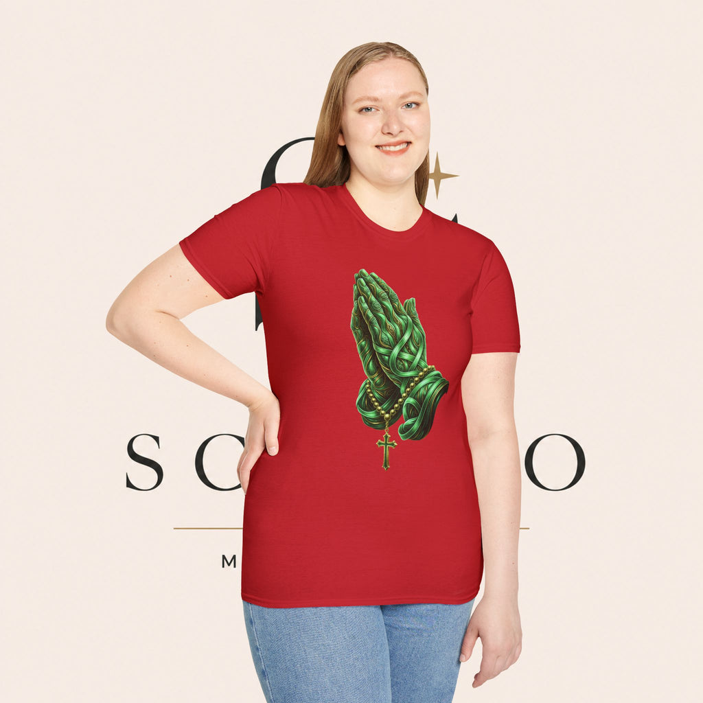 Praying Hands T‑Shirt — Green Vines Prayer Hands Graphic Tee