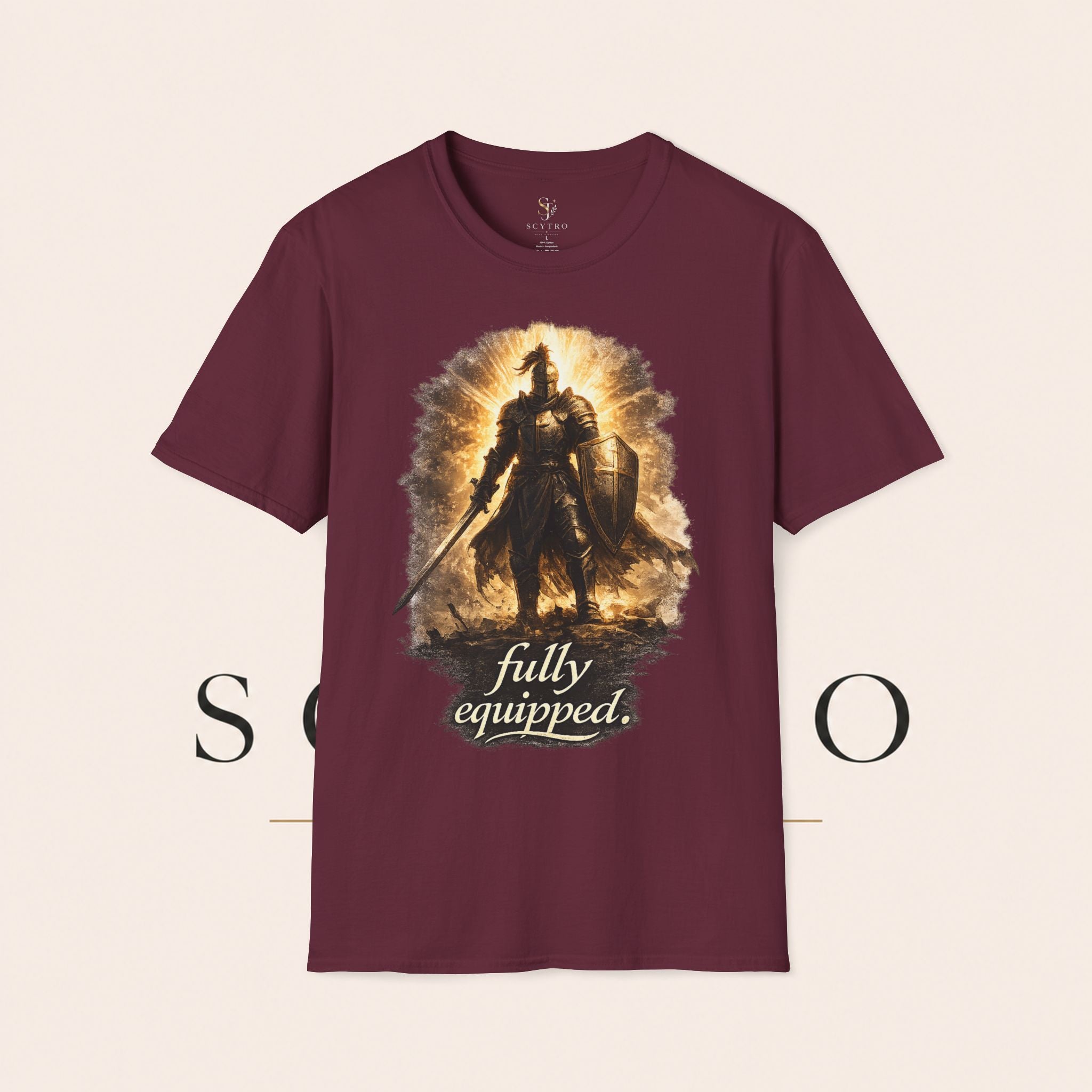 Knight Graphic T-Shirt — 'Fully Equipped' Medieval Armor Gamer Tee