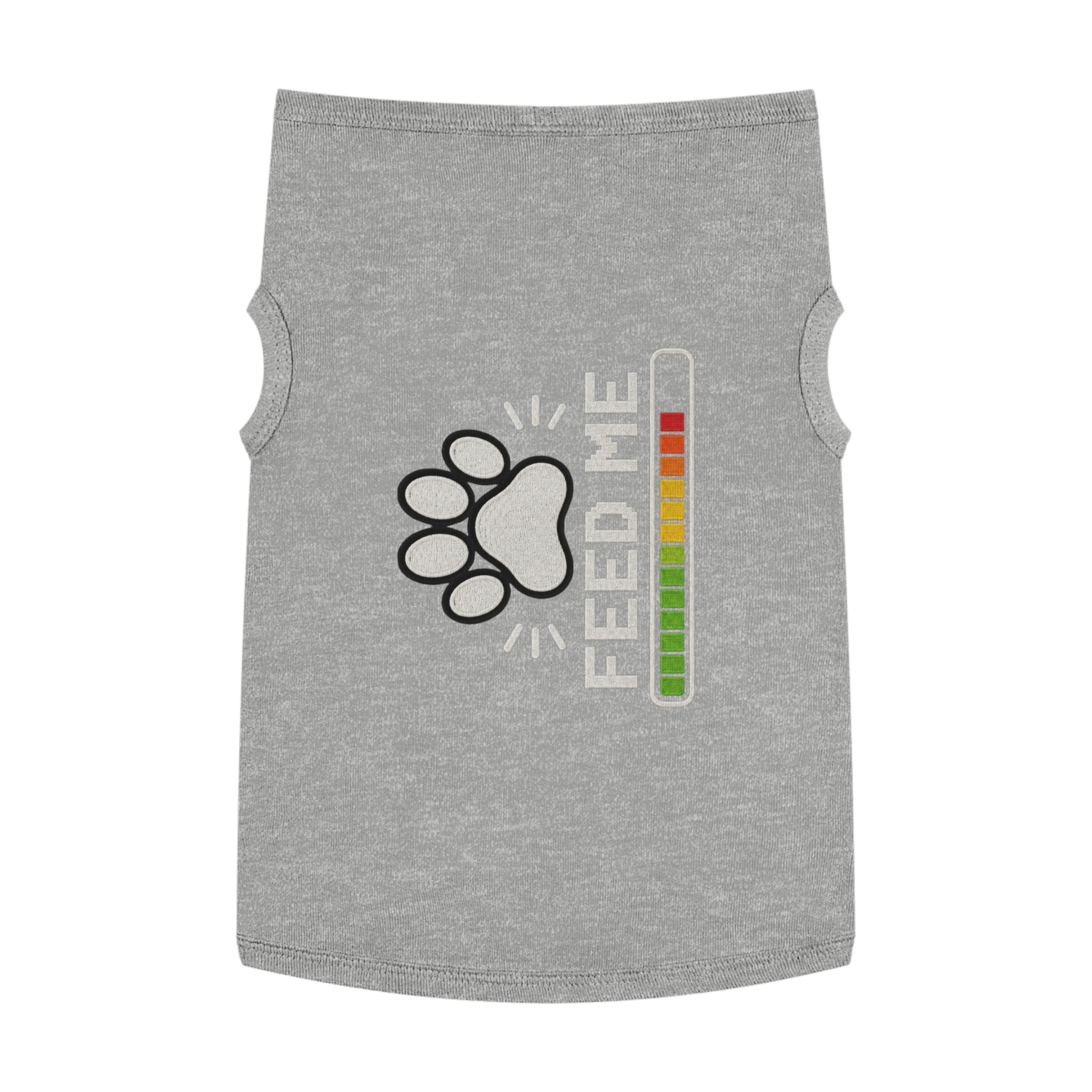 PG Pet Tank Top - "Feed Me" Paw Print Hunger Meter Dog & Cat Shirt