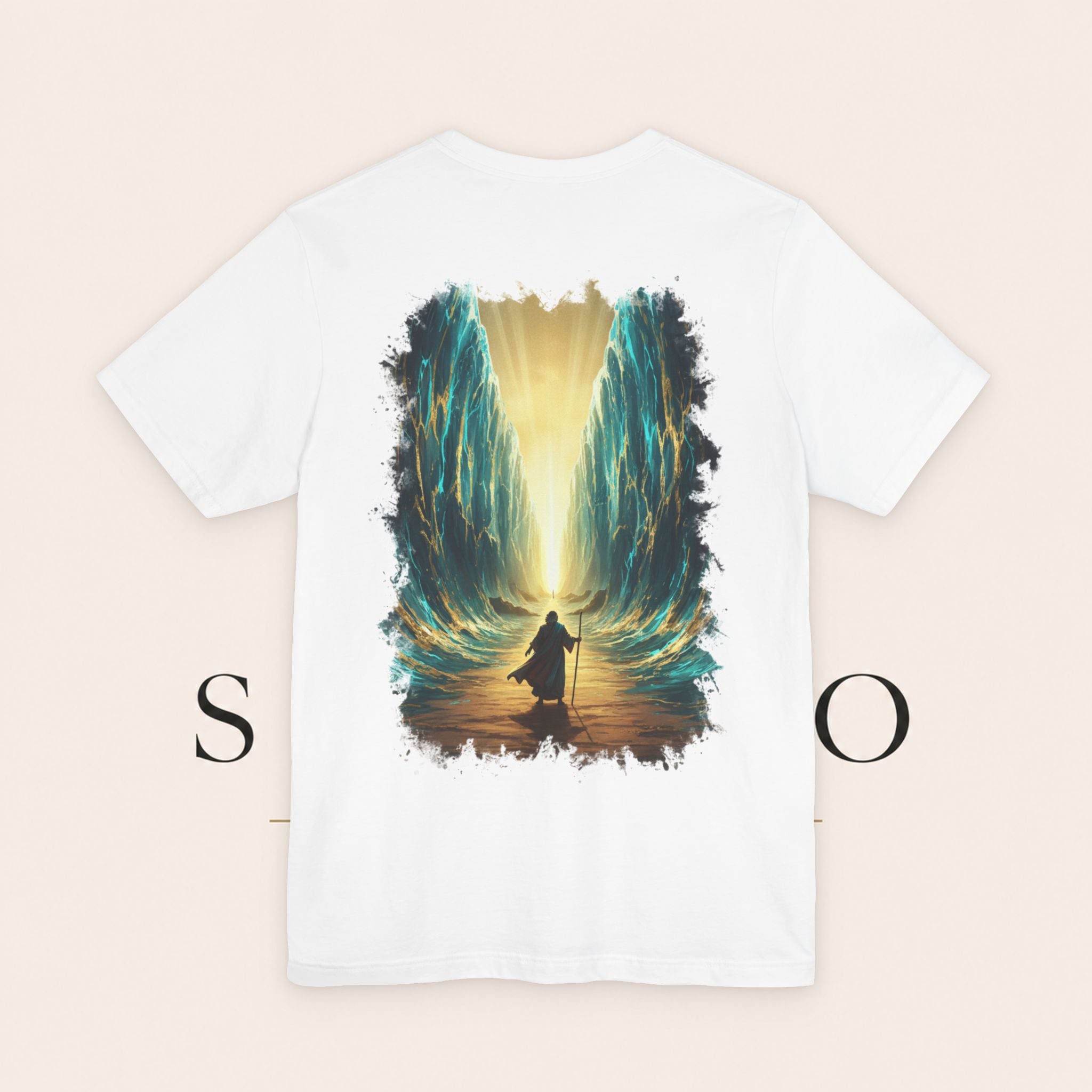 He Makes A Way T-Shirt — Faith Christian Tee with Parting Seas Back Graphic