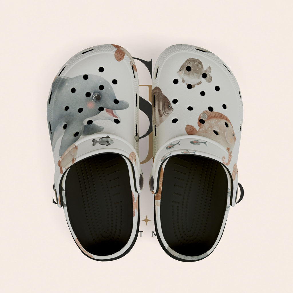 Kids Dolphin & Seal Foam Clogs — Cute Ocean Animal Slip-On Shoes