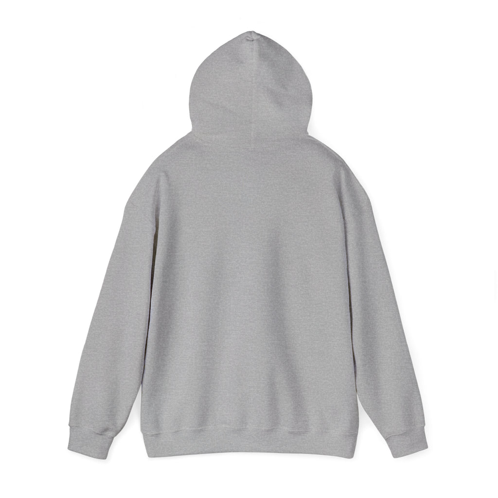 Calm City Meditation Hoodie — Zen Seated Figure Skyline Design
