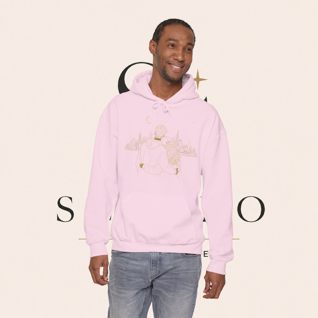 Couple Silhouette Hoodie – Romantic Cityscape 'Together' Pullover