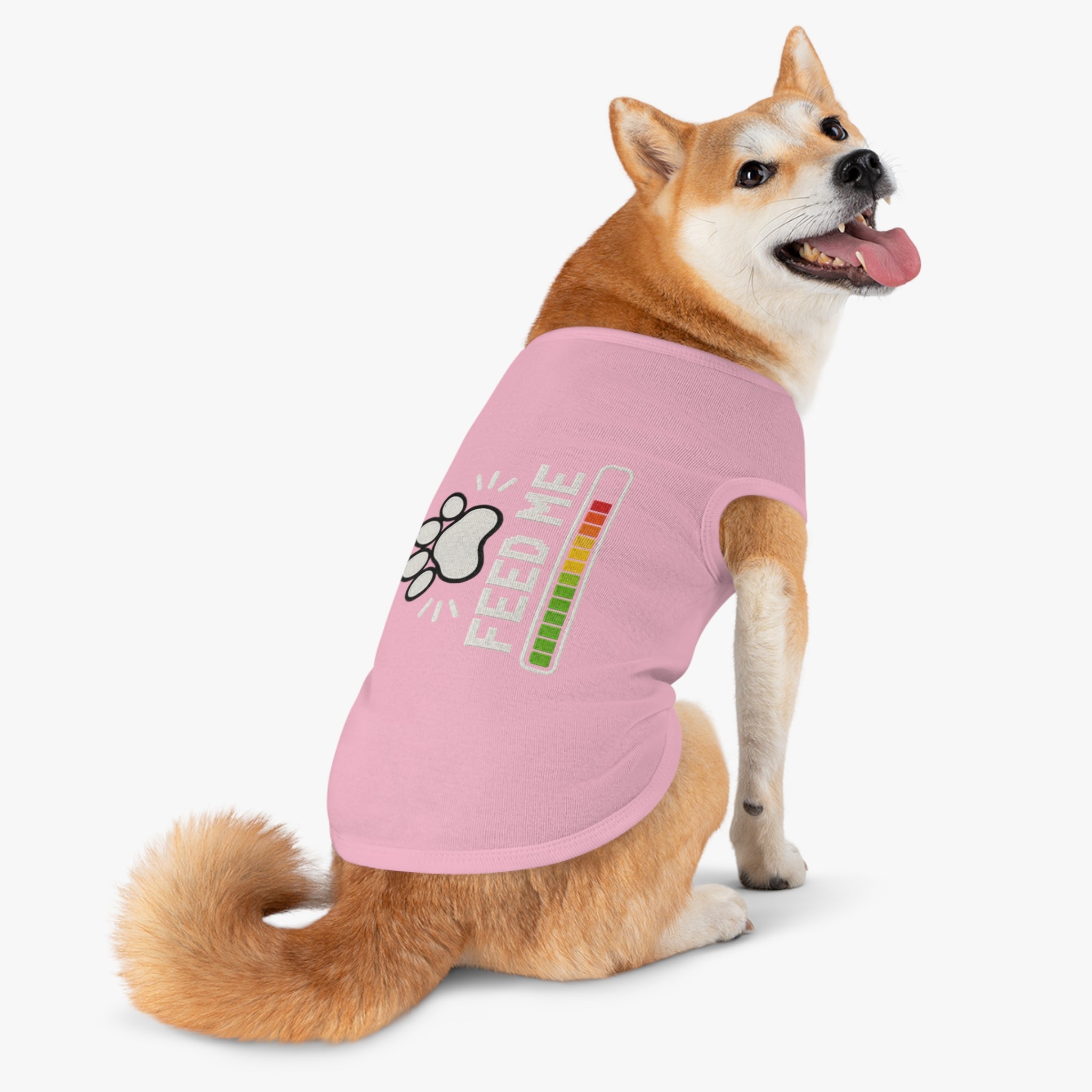 PG Pet Tank Top - "Feed Me" Paw Print Hunger Meter Dog & Cat Shirt