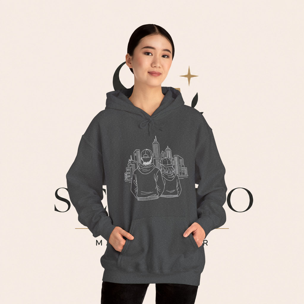 City Couples Hoodie — Matching Skyline Couple Sweatshirt